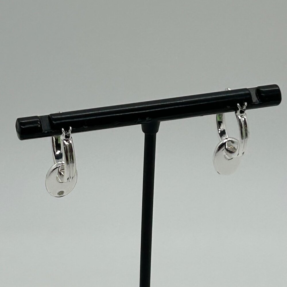 Chaps Silver-Tone Double Hoop Earrings With Dangling Oval Accents For Women - Picture 6 of 14